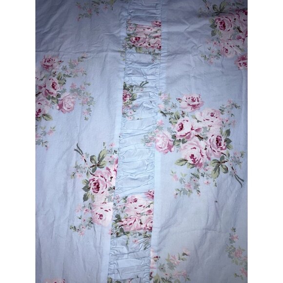 Full Queen Sz Rachel Ashwell Shabby Chic Bella Blue  w Roses Duvet Cover - Picture 1 of 6